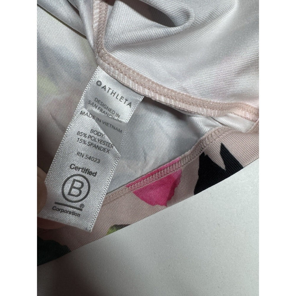 Athleta Tank Top Womens XS Shanti Pink Floral Printed Racerback Shirt Stretch - Picture 7 of 9